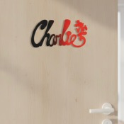 Plaque de Porte Personnalisée Enfant - Motif Mickey - Couleur Anthracite/Rouge