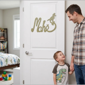 Nouvelle Plaque de Porte - Motif Dino - Couleur Feuille de Palmier