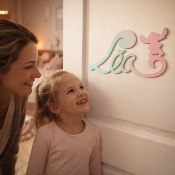 Plaque de Porte - motif Stitch - Couleur Vert/Lilas