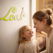 Plaque de Porte Personnalisée Enfant - Motif Tipi - Couleur Pistache/Ecru