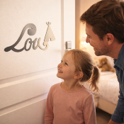 Plaque de Porte Personnalisée Enfant - Motif Tipi - Couleur Anthracite/Ecru