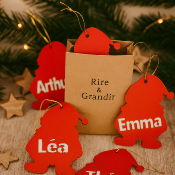 Père Noël 4 déco sapin avec Prénom