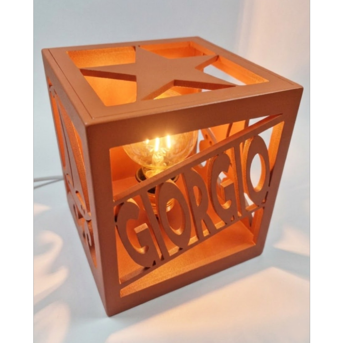 Lampe cube Nouvelle Couleur Bois de Cannelle