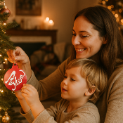 Boule de Noël rouge avec Prénom