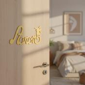 Plaque de Porte Personnalisée en Bois - Motif Pikachu - Couleur Jaune