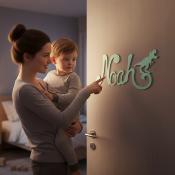 Plaque de Porte - motif Dino - Couleur Vert