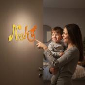 Plaque de Porte - motif Dino - Couleur Jaune/Orange