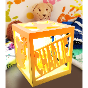 Lampe cube personnalisée en bois 