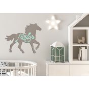 Plaque de porte en bois forme Petit Cheval pour enfant couleur au choix prénom personnalisable 