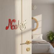 Plaque de Porte - motif Dino - Couleur Rouge/Ecru