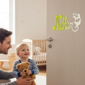 Plaque de Porte - motif Pirate - Couleur Pistache/Ecru