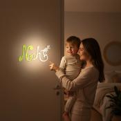 Plaque de Porte - motif Dino - Couleur Pistache/Ecru