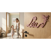 Nouvelle Plaque de Porte - Motif Fée - Couleur Rose Taupe