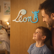 Plaque de Porte - motif Stitch - Couleur Ecru/Turquoise