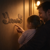 Plaque de Porte Personnalisée en Bois - Motif Cœur - Couleur Mastic