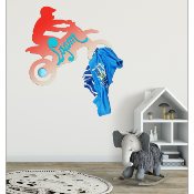 Porte Manteau Enfant - forme Motocross - 2 patères