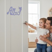 Plaque de Porte - Motif Fée - Couleur Parme clair