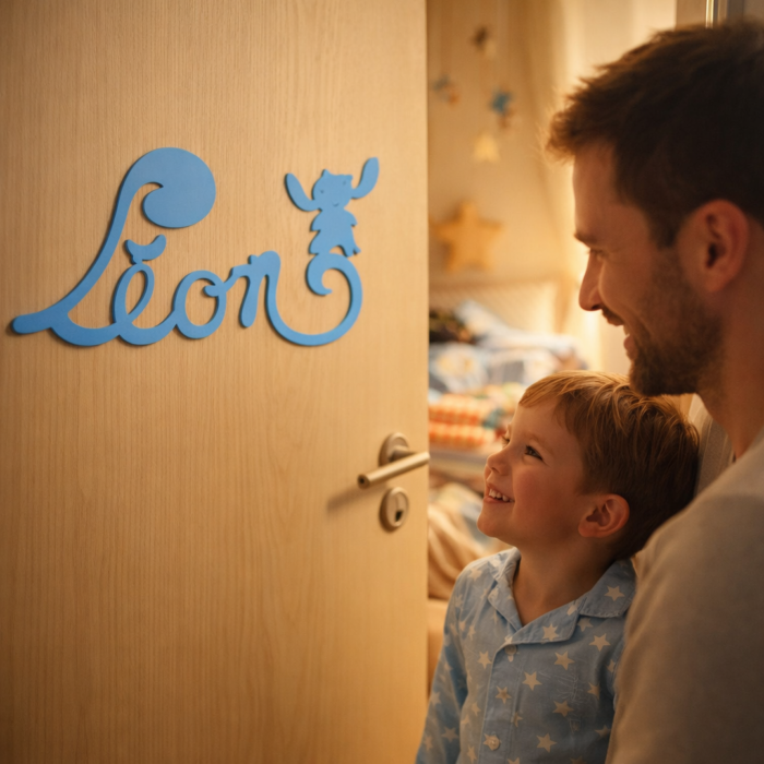 Plaque de Porte - motif Stitch - Couleur Bleu