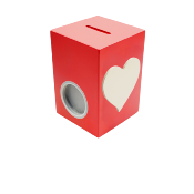 Tirelire en Bois pour Garçon - Motif Coeur - Couleur Rouge