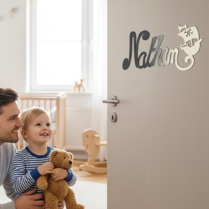 Plaque de Porte - motif Pirate - Couleur Anthracite/Ecru