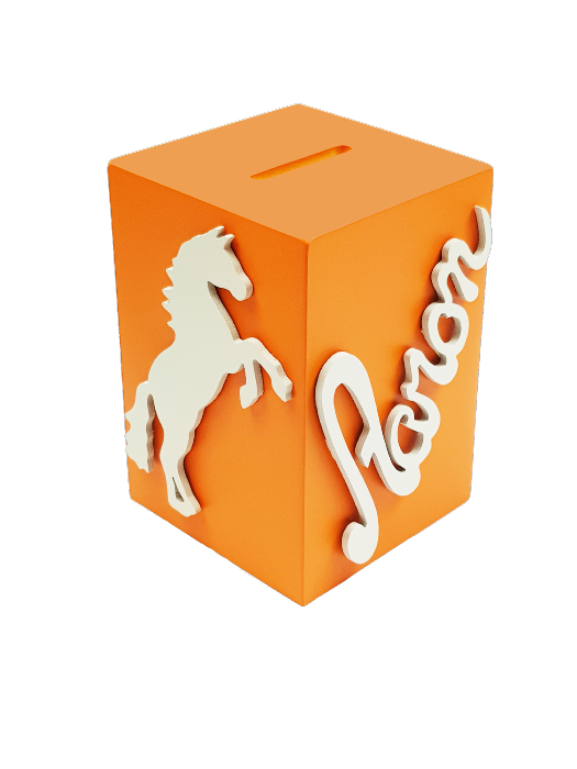 Tirelire Personnalisée Enfant - Motif Cheval - Couleur Orange