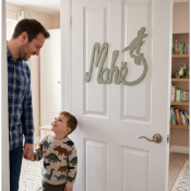 Nouvelle Plaque de Porte - Motif Dino - Couleur Gris Cendre