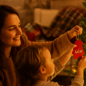 Père Noël 4 déco sapin avec Prénom