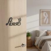 Plaque de Porte Personnalisée en Bois - Motif Pikachu - Couleur Anthracite