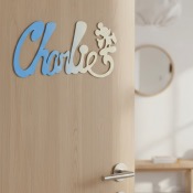 Plaque de Porte Personnalisée Enfant - Motif Mickey - Couleur Bleu/Ecru