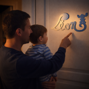 Plaque de Porte - motif Stitch - Couleur Ecru/Bleu