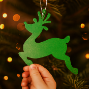 Déco Noël Cerf vert paillette