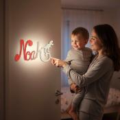 Plaque de Porte - motif Dino - Couleur Rouge/Ecru