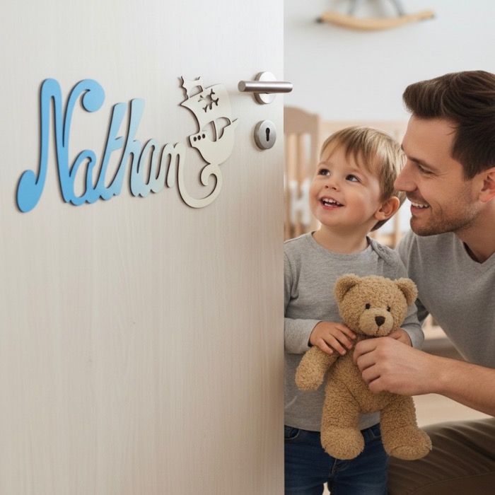 Plaque de Porte - motif Pirate - Couleur Turquoise/Ecru