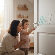 Plaque de Porte - Motif F�e - Couleur Vert/Ecru