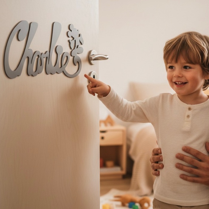 Plaque de Porte Personnalisée Enfant - Motif Mickey - Couleur Mastic