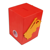 Tirelire personnalisée en bois avec motif couleur rouge