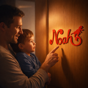 Plaque de Porte - motif Dino - Couleur Rouge