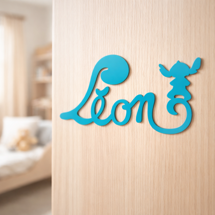 Plaque de Porte - motif Stitch - Couleur Turquoise