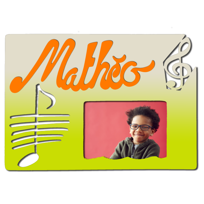 Cadre photo motif MUSIQUE prénom personnalisé pour chambre d'enfant