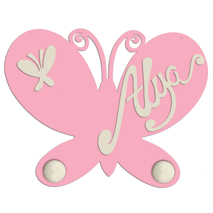 Porte Manteau Personnalisé - Forme Papillon - 2 Patères 