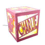 Lampe cube personnalisée en bois, couleur lilas