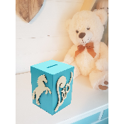 Tirelire pour Enfant - Motif Cheval - Couleur Turquoise