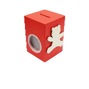 Tirelire en Bois pour Garçon - Motif Ourson - Couleur Rouge