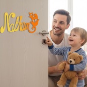 Plaque de Porte - motif Pirate - Couleur Jaune/Orange