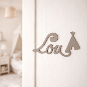 Plaque de Porte Personnalisée Enfant - Motif Tipi - Couleur Mastic