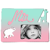 Cadre photo motif SAVANE prénom personnalisé pour chambre d'enfant