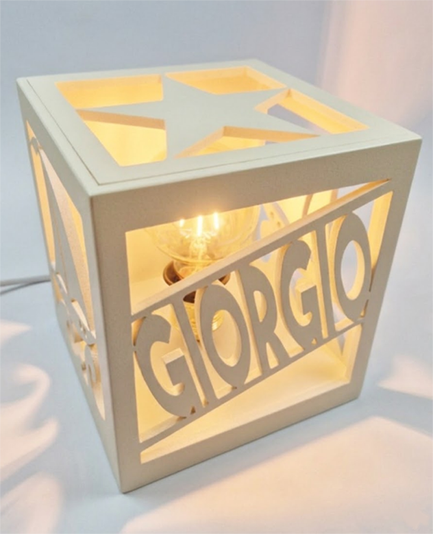 Lampe cube Nouvelle Couleur Lin Blanc