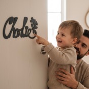 Plaque de Porte Personnalis�e Enfant - Motif Mickey - Couleur Anthracite