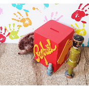 Tirelire personnalisée en bois avec motif couleur rouge