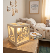 Lampe cube Nouvelle Couleur Lin Blanc